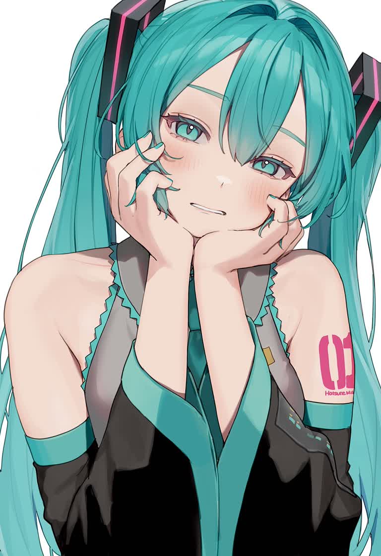 有一个蓝头发、戴着耳机的动漫女孩