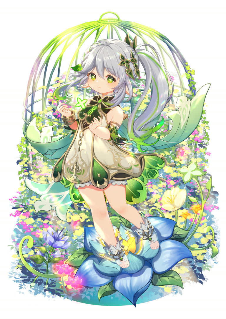 有一个女孩站在一片花田里