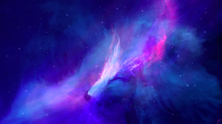 紫色和蓝色星系的星星图像