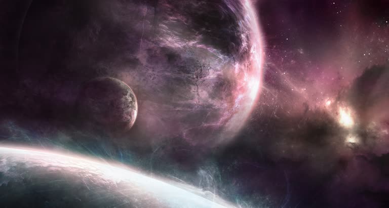 有两颗行星位于太空中间