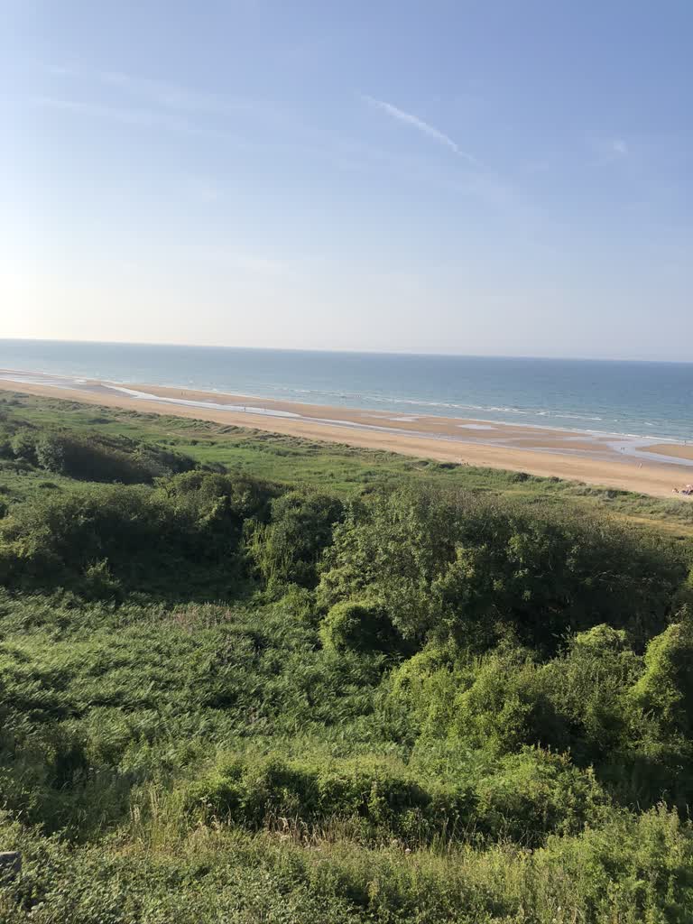 从山顶可以看到海滩的景色
